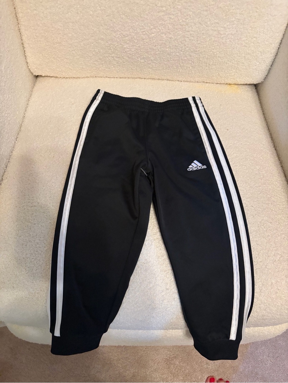 adidas Black Joggers with White Side Stripes